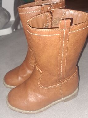 Toddler Tan Leather-Look Boots 5